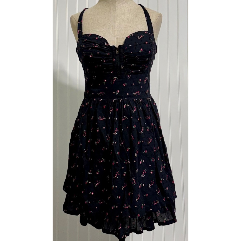 Guess Womens 11 Halter Mini Dress Cotton Floral Y2K Coquette Rockabilly Pinup